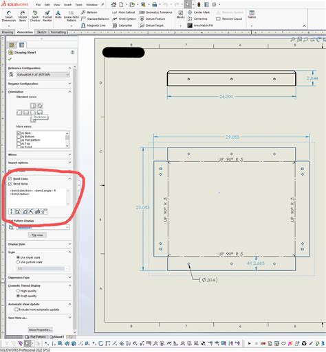 display sheet metal bend notes greyed out|solidworks bend notes.